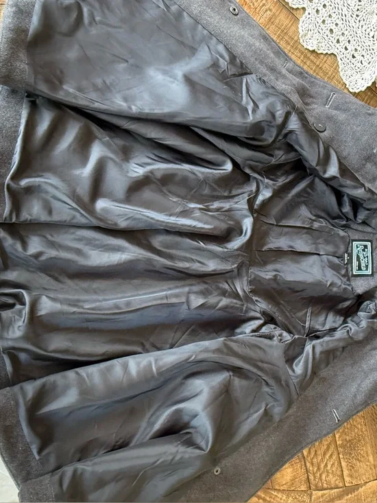 Rothschild Girls' Double-Breasted Gray Winter Coat with Faux Fur Collar, Sz 6 - Picture 4 of 6